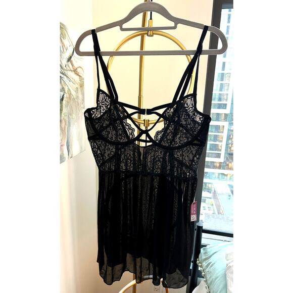 Adore Me | Rae Unlined Plus Babydoll Teddy in Black | NWT | Size 1X - Picture 5 of 8